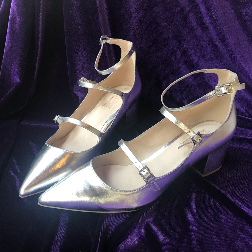 topshop jolene silver buckle shoes 9.5